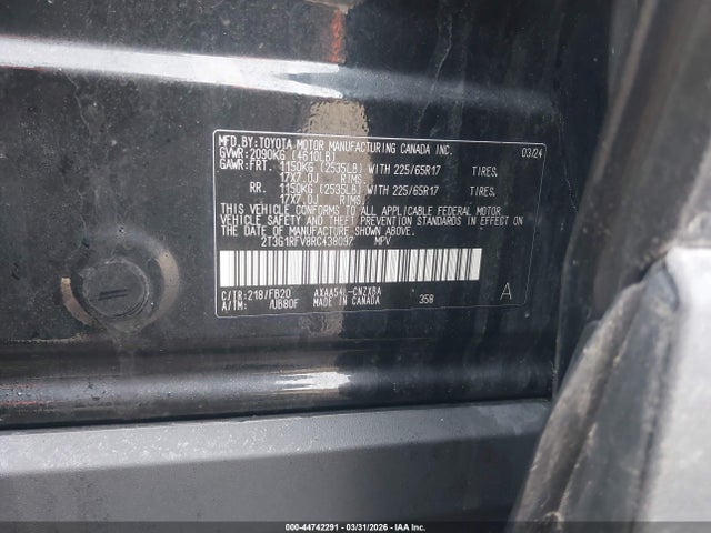 Продажа на аукционе авто 2024 Toyota Rav4 Le, vin: 2T3G1RFV8RC438097, номер лота: 44742291