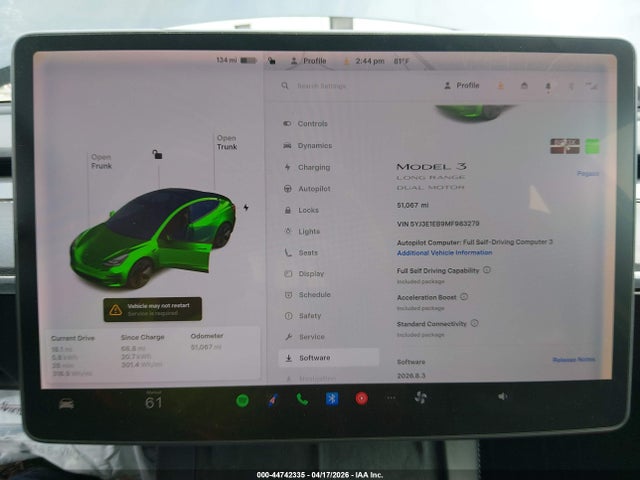 Продаж на аукціоні авто 2021 Tesla Model 3 Long Range Dual Motor All-wheel Drive, vin: 5YJ3E1EB9MF983279, номер лоту: 44742335