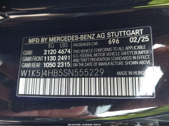 Aukcja sprzedaży 2025 Mercedes-benz Cla 250 Coupe 4matic, vin: W1K5J4HB5SN555229, numer aukcji: 44742366