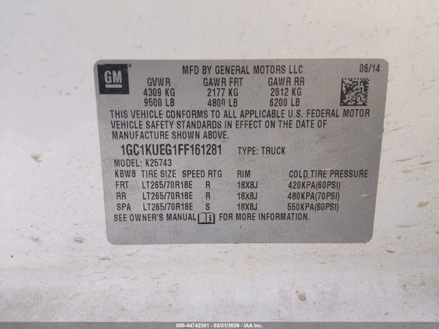 1GC1KUEG1FF161281 Chevrolet Silverado 2500hd Wt