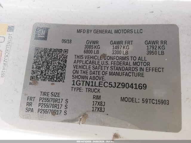 Продажа на аукционе авто 2018 Gmc Sierra 1500, vin: 1GTN1LEC5JZ904169, номер лота: 44742406