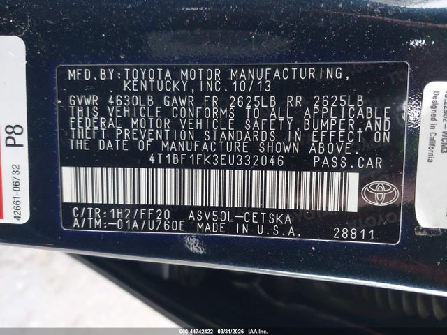 4T1BF1FK3EU332046 Toyota Camry Se Sport