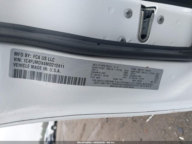 Aukcja sprzedaży 2021 Jeep Cherokee Limited 4x4, vin: 1C4PJMDX4MD212411, numer aukcji: 44742434