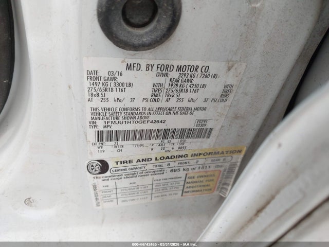 Aukcja sprzedaży 2016 Ford Expedition Xlt, vin: 1FMJU1HT0GEF42642, numer aukcji: 44742465