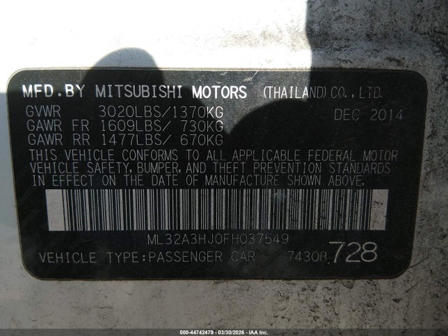 2015 MITSUBISHI MIRAGE ML32A3HJ0FH037549 Photo 8