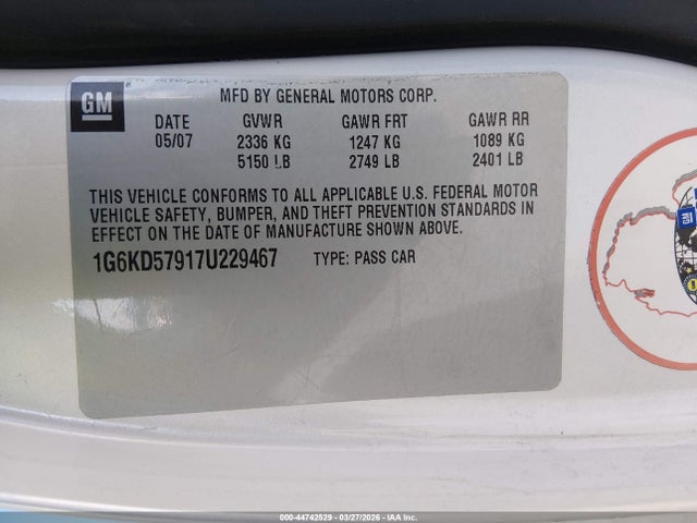 2007 CADILLAC DTS 1G6KD57917U229467 Photo 8