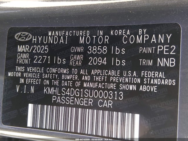 KMHLS4DG1SU000313 Hyundai Elantra Sel Convenience