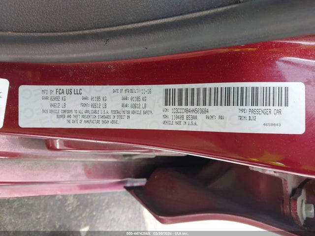 Продажа на аукционе авто 2017 Chrysler 200 Limited Platinum, vin: 1C3CCCAB4HN503684, номер лота: 44742565