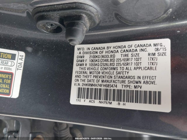 Honda Cr-v Ex-l 2015 2HKRM4H74FH685474 Image 9