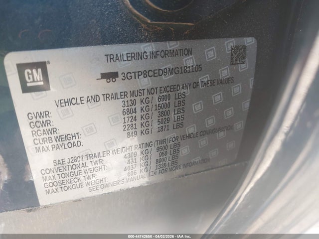 2021 Gmc Sierra 1500 2wd  Short Box Elevation მანქანა იყიდება აუქციონზე, vin: 3GTP8CED9MG181105, აუქციონის ნომერი: 44742650