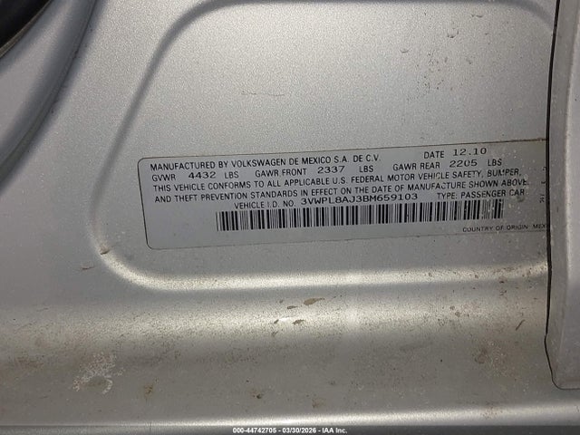 Продаж на аукціоні авто 2011 Volkswagen Jetta Sportwagen 2.0l Tdi, vin: 3VWPL8AJ3BM659103, номер лоту: 44742705