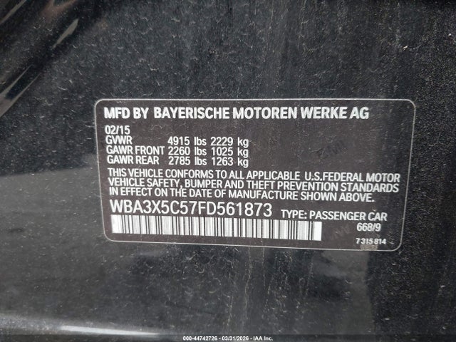 Aukcja sprzedaży 2015 Bmw 328i Gran Turismo Xdrive, vin: WBA3X5C57FD561873, numer aukcji: 44742726