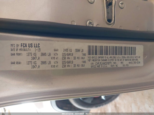 2019 Jeep Cherokee Altitude 4x4 მანქანა იყიდება აუქციონზე, vin: 1C4PJMLXXKD378771, აუქციონის ნომერი: 44742748