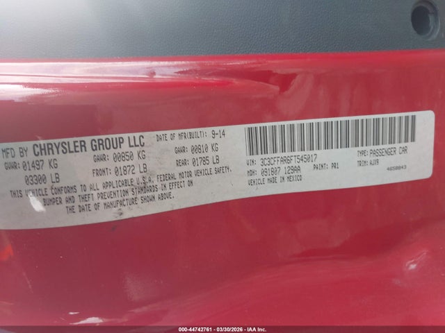 2015 FIAT 500 3C3CFFAR6FT545017 Photo 8