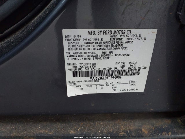 2019 FORD ECOSPORT MAJ6S3GL0KC295906 Photo 8