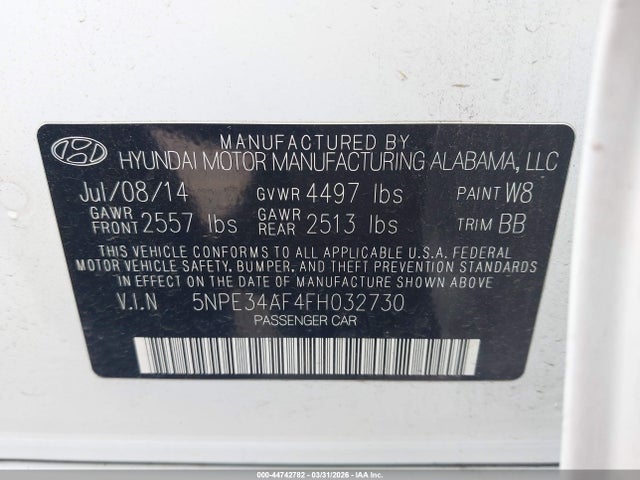 Hyundai Sonata Sport 2015 5NPE34AF4FH032730 Image 9
