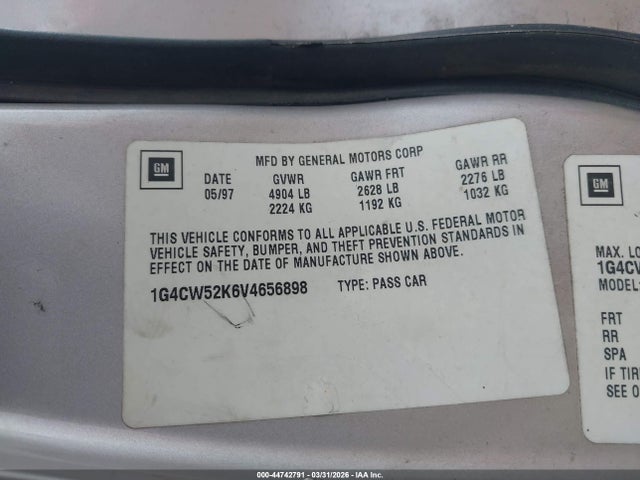 Продаж на аукціоні авто 1997 Buick Park Avenue, vin: 1G4CW52K6V4656898, номер лоту: 44742791
