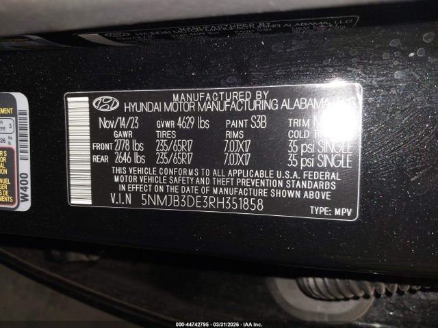 Hyundai TUCSON SEL 2024 5NMJB3DE3RH351858 Image 9