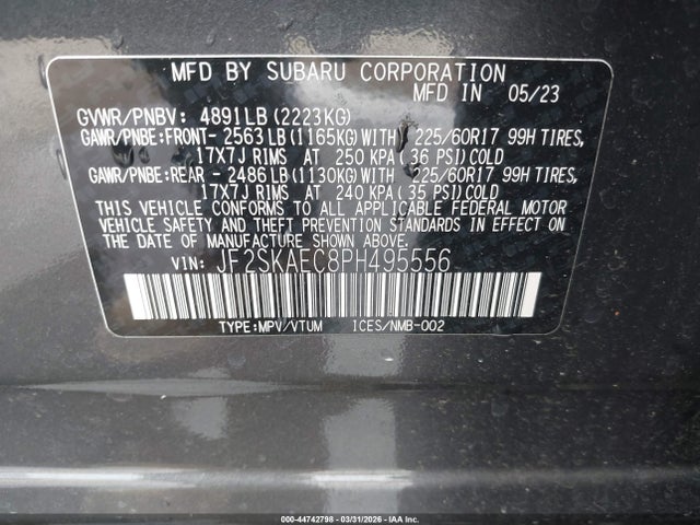 2023 SUBARU FORESTER JF2SKAEC8PH495556 Photo 8