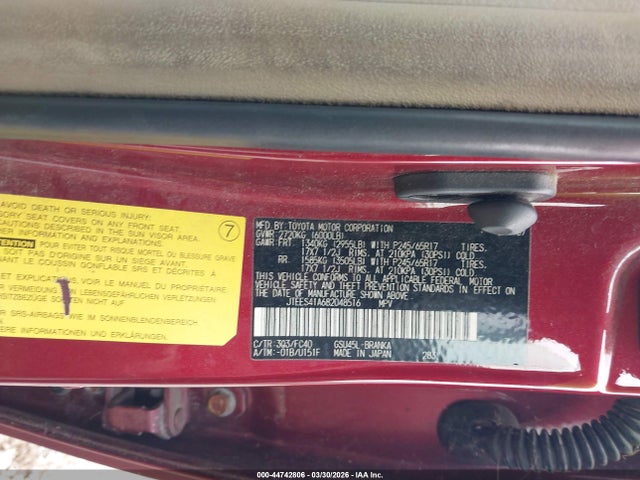 2008 TOYOTA HIGHLANDER JTEES41A682048516 Photo 8