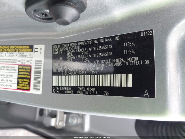 2022 TOYOTA HIGHLANDER 5TDHZRAH8NS102653 Photo 8