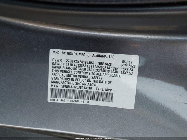 Honda ODYSSEY LX 2018 5FNRL6H25JB013918 Image 9