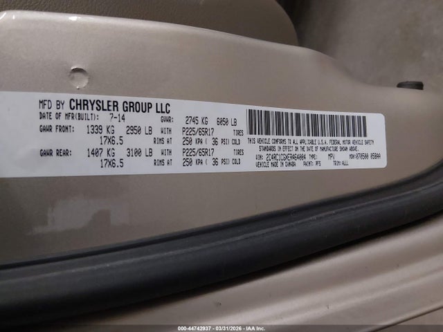 2014 Chrysler Town & Country Touring-l მანქანა იყიდება აუქციონზე, vin: 2C4RC1CGXER464004, აუქციონის ნომერი: 44742937