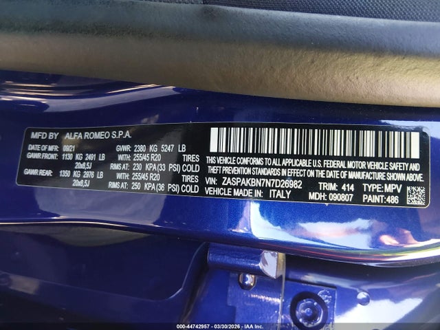 2022 ALFA ROMEO STELVIO ZASPAKBN7N7D26982 Photo 8