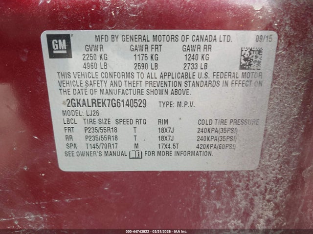 Продажа на аукционе авто 2016 Gmc Terrain Denali, vin: 2GKALREK7G6140529, номер лота: 44743022