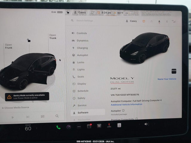 2023 Tesla Model Y Performance Dual Motor All-wheel Drive მანქანა იყიდება აუქციონზე, vin: 7SAYGDEF4PF808076, აუქციონის ნომერი: 44743045