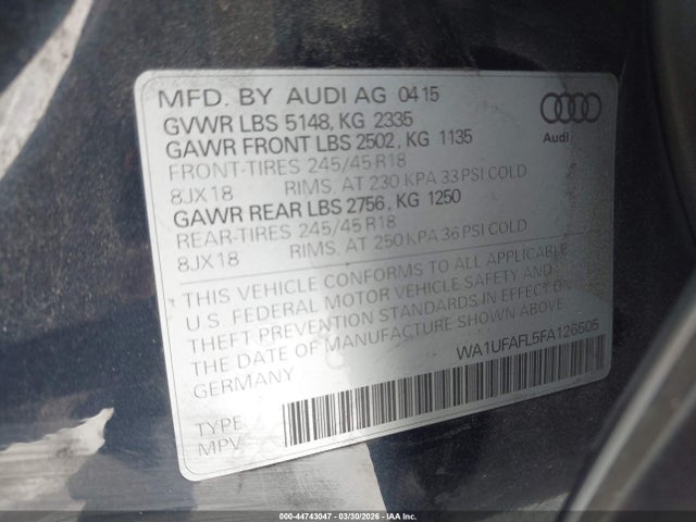 2015 AUDI ALLROAD WA1UFAFL5FA126505 Photo 8