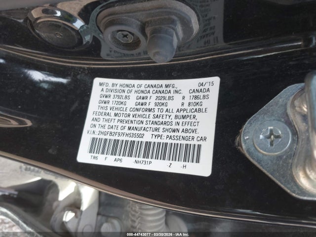 Honda Civic Ex-l 2015 2HGFB2F97FH535502 Image 9