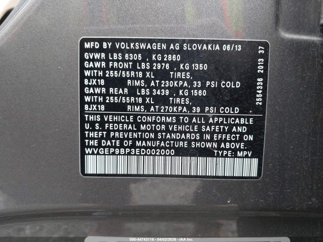 Продаж на аукціоні авто 2014 Volkswagen Touareg Tdi Sport, vin: WVGEP9BP3ED002000, номер лоту: 44743116