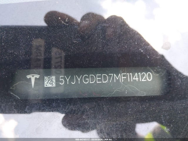 Продаж на аукціоні авто 2021 Tesla Model Y Standard Range Rear-wheel Drive, vin: 5YJYGDED7MF114120, номер лоту: 44743117