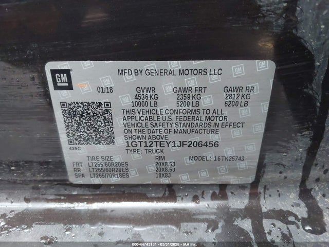 1GT12TEY1JF206456 GMC Sierra 2500hd Slt