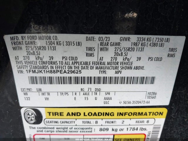 1FMJK1H88PEA29625 Ford Expedition Xlt Max