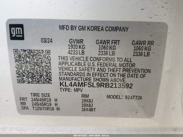Продажа на аукционе авто 2024 Buick Encore Gx Avenir Fwd, vin: KL4AMFSL9RB213592, номер лота: 44743223