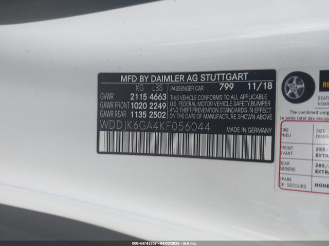 Продажа на аукционе авто 2019 Mercedes-benz Sl 450, vin: WDDJK6GA4KF056044, номер лота: 44743307