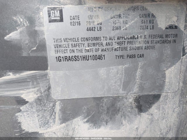 1G1RA6S51HU100461 Chevrolet VOLT LT