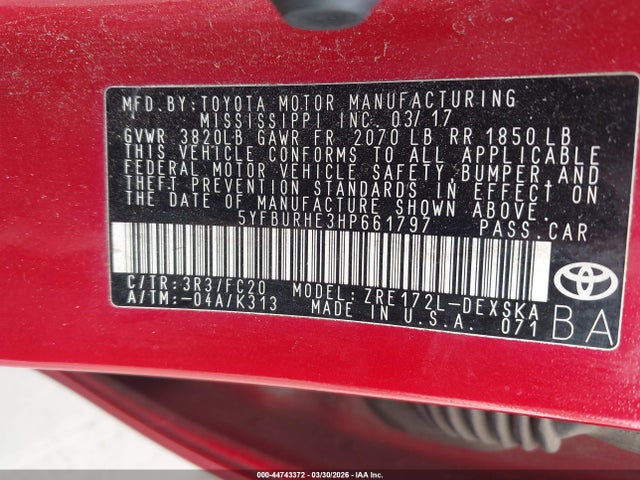 2017 TOYOTA COROLLA 5YFBURHE3HP661797 Photo 8