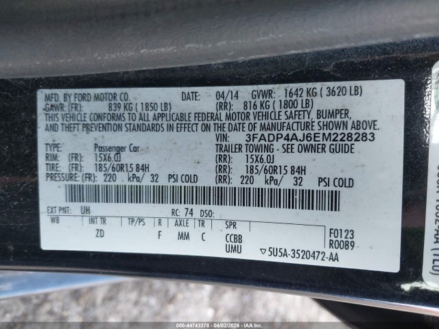 Ford FIESTA S 2014 3FADP4AJ6EM228283 Image 9
