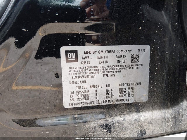 Aukcja sprzedaży 2021 Buick Encore Fwd Preferred, vin: KL4CJASB6MB315971, numer aukcji: 44743404