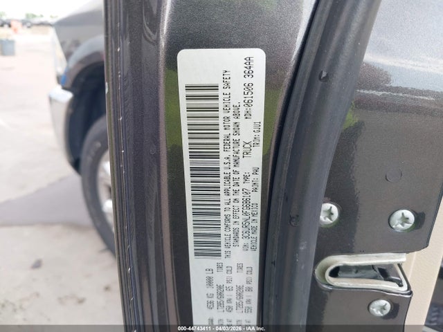 2015 Ram 2500 Laramie მანქანა იყიდება აუქციონზე, vin: 3C6UR5NL0FG686107, აუქციონის ნომერი: 44743411