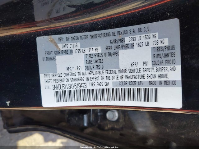 Aukcja sprzedaży 2019 Toyota Yaris Le, vin: 3MYDLBYV8KY519473, numer aukcji: 44743416