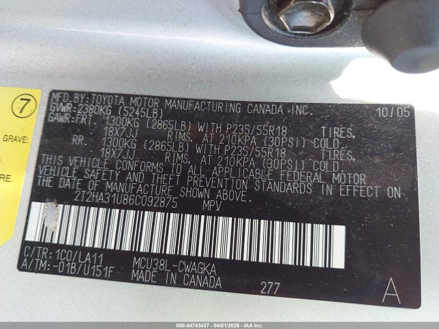 2006 Lexus Rx 330 მანქანა იყიდება აუქციონზე, vin: 2T2HA31U86C092875, აუქციონის ნომერი: 44743437