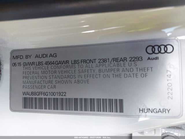 2016 AUDI A3 WAUB8GFF6G1001922 Photo 8