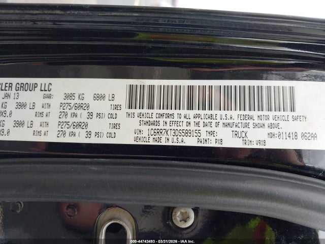 2013 Ram 1500 Express მანქანა იყიდება აუქციონზე, vin: 1C6RR7KT3DS589155, აუქციონის ნომერი: 44743493