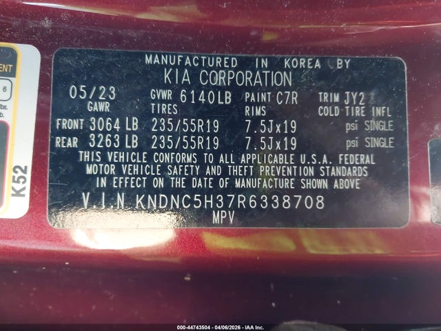 KNDNC5H37R6338708 KIA Carnival Mpv Ex