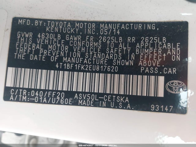 Toyota CAMRY SE 2014 4T1BF1FK2EU817620 Image 9