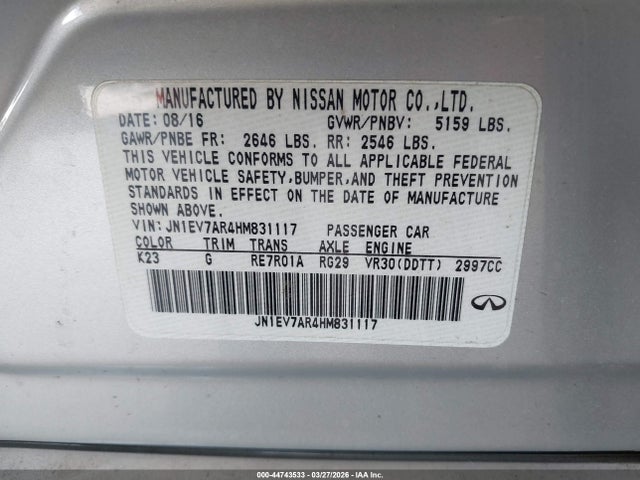 2017 INFINITI Q50 JN1EV7AR4HM831117 Photo 8